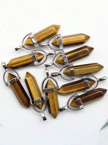 10PCS Natural Stone Agates Quartz Crystal Pendants For Necklace Charm Fluorite Hexagonal Pendant DIY Jewelry Making Accessories - Multicolor - View 9