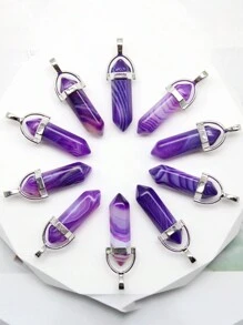 10PCS Natural Stone Agates Quartz Crystal Pendants For Necklace Charm Fluorite Hexagonal Pendant DIY Jewelry Making Accessories - Multicolor - View 22