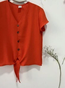 Women Blouses - 橘色 - 查看 2
