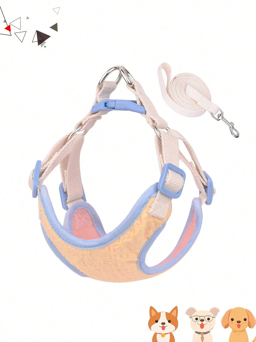 1 bộ Phong cách công chúa Bong bóng Gai Thú cưng Ngực & Trở lại Dây đeo - Màu vàng - Xem 1