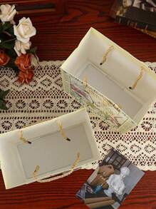 1 件复古奢华花卉白色压花礼品袋，生日礼物包装纸袋，极具吸引力的礼品包装手提包情人节 - 彩色 - 查看 4