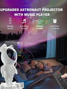 1 件太空人星空投影儀夜燈,usb 燈光投影儀,您可以播放音樂和北極光星空投影儀,給親朋好友送禮物,使用這款宇航員投影儀燈,將您的房間變成充滿星星的銀河! - 白色 - 查看 8
