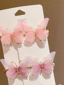 6pcs Rhinestone Butterfly Hair Clips Cute