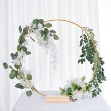 6pcs 12-Inch Metal Flower Wreath, Suitable For Wedding Centerpiece Decor, Wooden Card Holder, Metal Wreath, Home Decor, Valentine's Day Gift And More - Gold - View 2