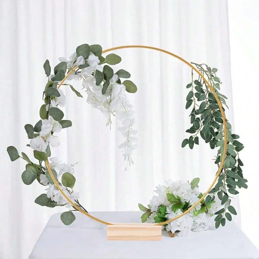 1/5/8/12pcs 12 Inch Metal Floral Hoop Garland Table Decoration For Wedding Centerpieces Wood Card Holders Metal Wreath Flower Garland Home Decor, Valentine Day, Gift - Gold - View 1
