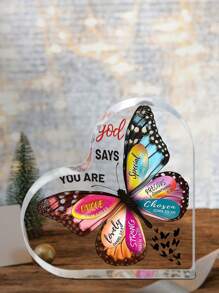 1 Pièce Ornement De Bureau En Acrylique De Cadeau Inspirant Avec De La Bible Et Design De Papillon, Convient Aux Mères, Aux Sœurs Et Aux Amies Comme Un Cadeau De Décoration De Bureau Inspirant Parfait