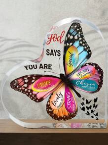 1 Pièce Ornement De Bureau En Acrylique De Cadeau Inspirant Avec De La Bible Et Design De Papillon, Convient Aux Mères, Aux Sœurs Et Aux Amies Comme Un Cadeau De Décoration De Bureau Inspirant Parfait