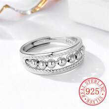 1 件 S925 純銀戒指男女通用戒指 Ins 風格時尚坐立不安球抗焦慮時尚戒指適合日常佩戴