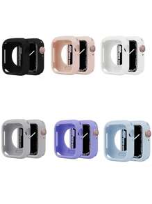 6pcs Silicone Candy Colored Watch Cases Compatible With Apple Watch - Multicolor - View 1