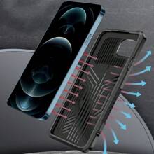 黑色防震手機殼,帶隱形手機支架,適用於iphone、samsung、xiaomi、oppo,保護套 - 黑色 - 查看 8