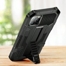 黑色防震手機殼,帶隱形手機支架,適用於iphone、samsung、xiaomi、oppo,保護套 - 黑色 - 查看 6