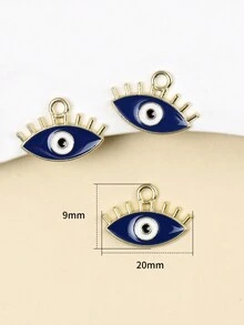 10入組金色合金藍眼睛吊墜圓形吊墜,手工項鍊手鐲diy工藝珠寶製作配件 - 白色 - 查看 3