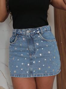 Women Denim Skirts - Rửa trung bình - Xem 1