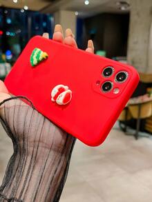 1pc Red Christmas Snowman Gift Accessory Tpu Liquid Phone Case Protective Cover Compatible With IPhone - Red - View 2