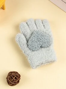 1對秋天冬天濃烈香調加厚五指半&充分嬰兒手套帶愛心裝飾