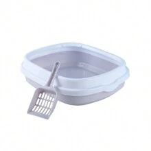 1個寵物貓砂盆,半封閉式貓砂盆,超大號貓廁所,防溢出貓砂盆,貓砂鏟,紫色