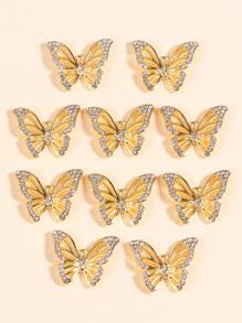 10 Pièces Pendentif En Alliage De Zinc En Forme De Papillon 3d Vif Doré Et Argenté Pour La Fabrication De Collier Et De Boucles D'oreilles