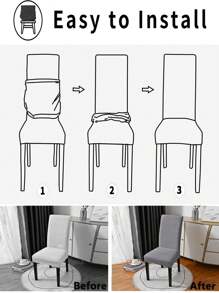 1pc/2pcs/4pcs Highly Waterproof Elastic Chair Cover With Embossed Patterns For Living Room, Study, Anti-Dirt And Anti-Scratch Decorative Chair Cover - Grey - View 4