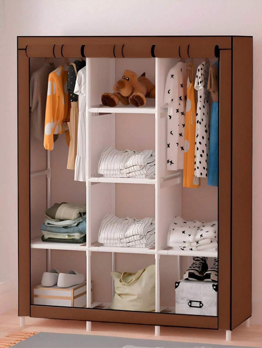 Portable Buildable Wardrobe Closet Aluminum Material And Quality And Resistant Fabric.