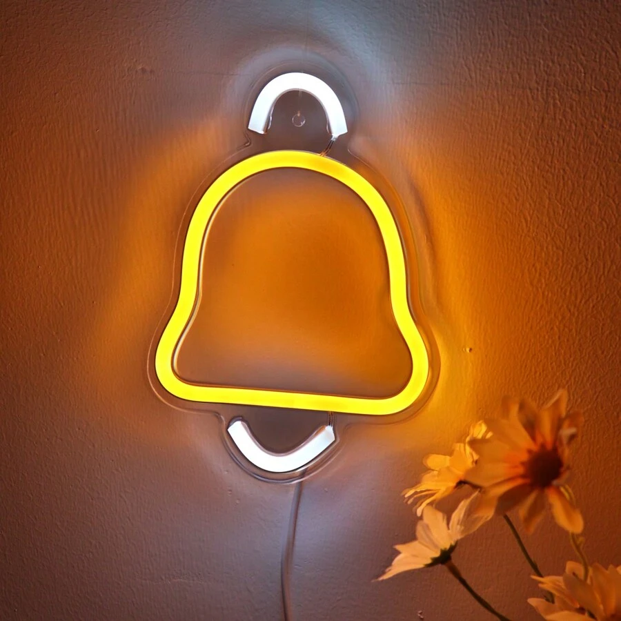 1入5v Usb超亮聖誕單鈴壁掛霓虹燈標,附聖誕新年派對主題,適用於商店、酒館、俱樂部、酒吧裝飾禮品