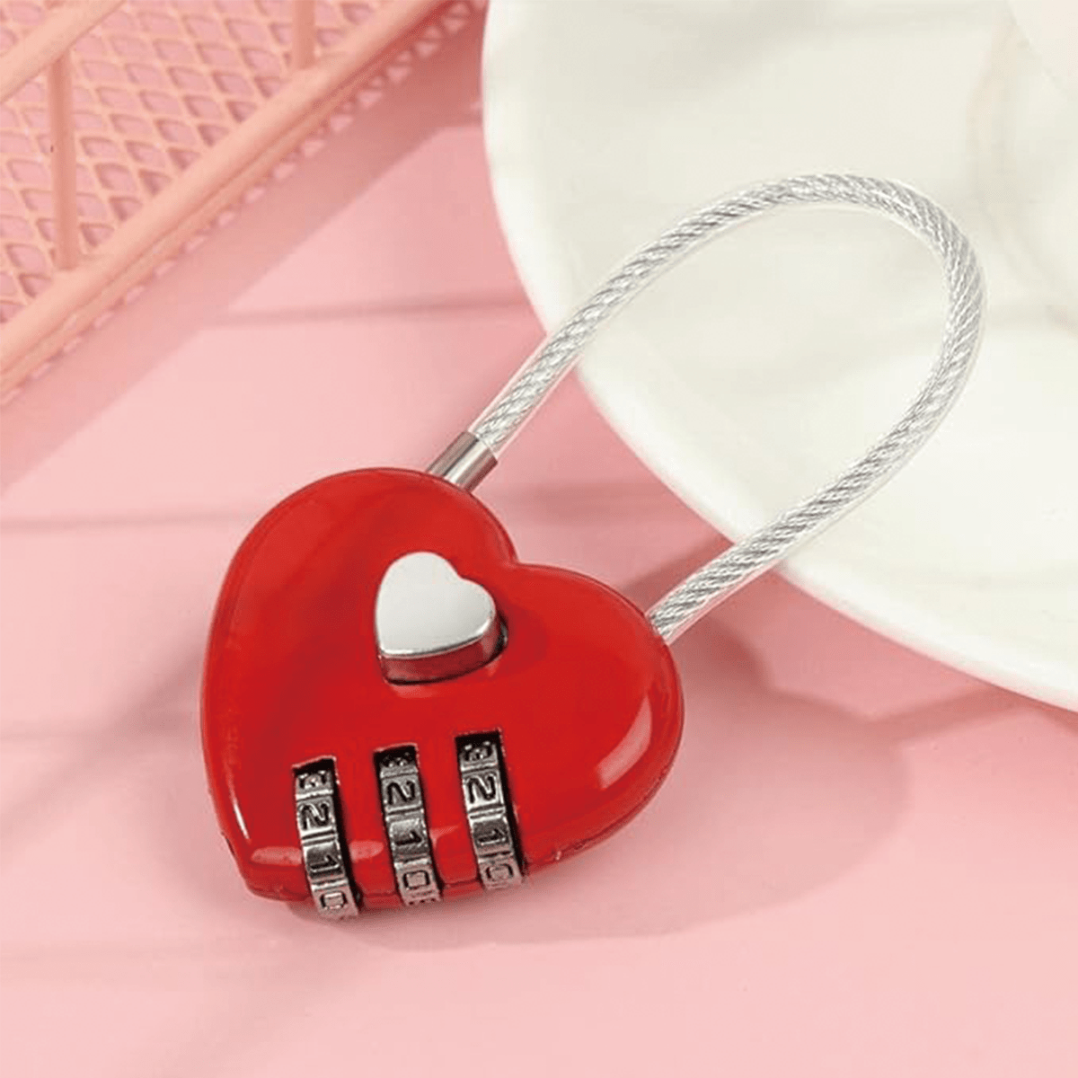 3Pack 3Digit Combination Padlock, Love HeartShaped Simple Password