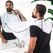 男士修剪刮鬍子的鬍子圍裙,防粘鬍鬚斗篷理鬍布防水禮物,適用於男友,丈夫,爺爺 -黑白配色