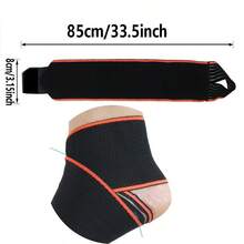 1 Pieza Venda De Compresión De Tobillo De Nylon Naranja, Venda De Tejido De Punto Elástico Transpirable Para Protección Del Pie Durante El Ejercicio De Baloncesto - Naranja - Ver 3
