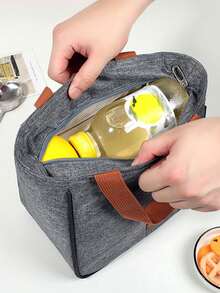 1個加厚牛津布鋁箔保溫午餐袋配冰袋,適用於上班族或野餐