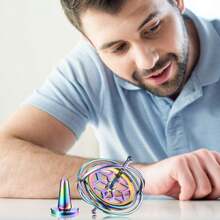 1 件陀螺儀玩具金屬反重力旋轉台陀螺儀飛行運動平衡物理玩俱生日多彩禮物 - 彩色 - 查看 5