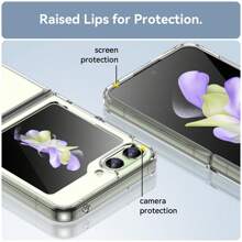 豪華TPU糖果色手機殼，適用於三星Galaxy Z Flip 5 5G / Galaxy Z Flip 4 5G / Galaxy Z Flip 3 5G / Galaxy W24 Flip / Galaxy W23 Flip TPU + PC軟橡膠外殼手機殼 - 厚實防護紋理，按鍵靈敏舒適，全方位包邊 - 無色 - 查看 6