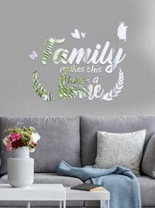 34pcs Heart & Letter Design Mirror Wall Sticker, Decorative Self Adhesive Wall Mirror For Home Decor - Silver - View 9