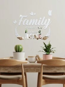 34pcs Heart & Letter Design Mirror Wall Sticker, Decorative Self Adhesive Wall Mirror For Home Decor - Silver - View 8