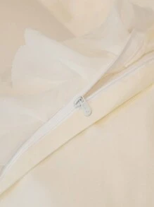 Washed Silk Embroidered Duvet Cover, Snowflake Yarn Lace Edged Bedding Set, 4pcs - Beige - View 8