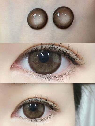 1 Pair Cold Rum Brown Color Contact Lenses Yearly Use 14.5mm Large Diameter Enlarge The Eyes Halloween Costume Cosplay