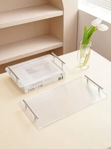 1 Piece Stainless Steel Handle Flat Transparent Creative Tray Christmas Gift - Clear - View 4