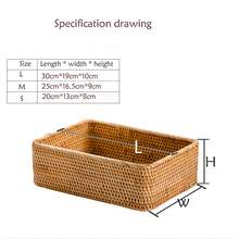 1pc Square Pure Handmade Rattan Storage Basket, Home Decoration, Photography Prop - Brown - View 10