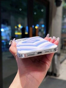 1入創意紫色漸層心形設計防摔手機殼，適用於iPhone 15，男女皆宜 - 粉色 - 查看 3