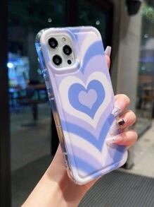 1入創意紫色漸層心形設計防摔手機殼，適用於iPhone 15，男女皆宜 - 粉色 - 查看 2