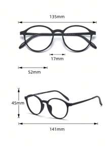 一副超轻橡胶钛复古时尚小框圆框无度数眼镜透明眼镜配件 - 黑色 - 查看 4
