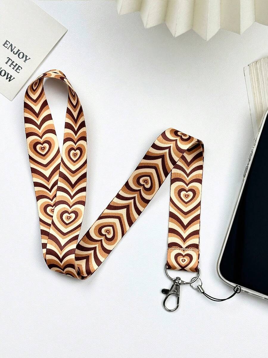 1 件咖啡色心形印花手機掛繩,適合男士、女士、青少年,相容於大多數智慧型手機,送給男孩和女孩的精美生日/聖誕禮物 - 咖啡棕 - 查看 1