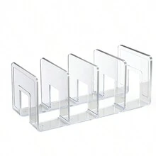 Desktop Clear Acrylic Book Organizer - Office Stationery Bookshelf - White - View 3