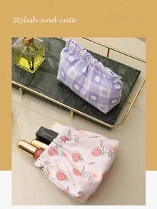 1PC-Cute Makeup Bag - Waterproof Shrapnel Print Storage Bag - Carry Lipstick Mini storage purse - Blue heart - View 2