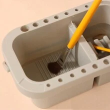 3合1多功能筆筒,內含水容器和調色板,適用於水彩、壓克力繪畫,灰色,筆桿顏色隨機 - 白色 - 查看 6