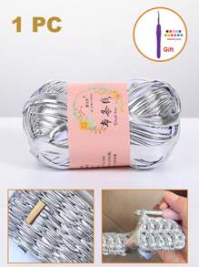 1入組仿皮閃亮銀色鉤織毛線球,手編織毛線球,手工製作袋子、毛毯、坐墊等,免運費 - 銀色 - 查看 1