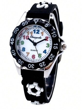 Montre à quartz 3D mignonne avec camion de pompiers noir et pompier, cadeau pour les garçons