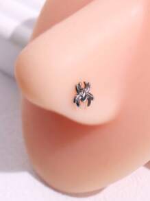 1入創意銀色蜘蛛形不鏽鋼鼻針耳環,女性珠寶首飾