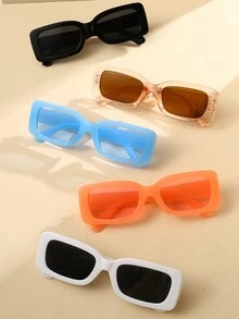 5pcs/Set Plastic Frame Square Beach Sunscreen Fashion Glasses - Multicolor - View 2