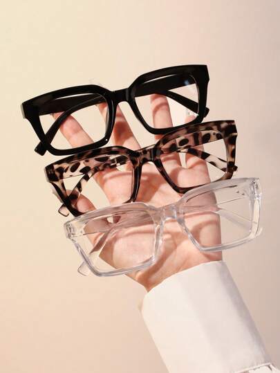 3 PCS Women Geometric Frame Clear Glasses Fashion Glasses Clothing Accessories For Daily Decoration Clear Glasses Accessories Glasses Accessories For Women