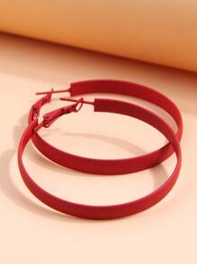 1對時尚簡約的環狀設計女士耳環,為上班族女性設計 - 紅色 - 查看 4