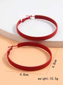 1對時尚簡約的環狀設計女士耳環,為上班族女性設計 - 紅色 - 查看 3